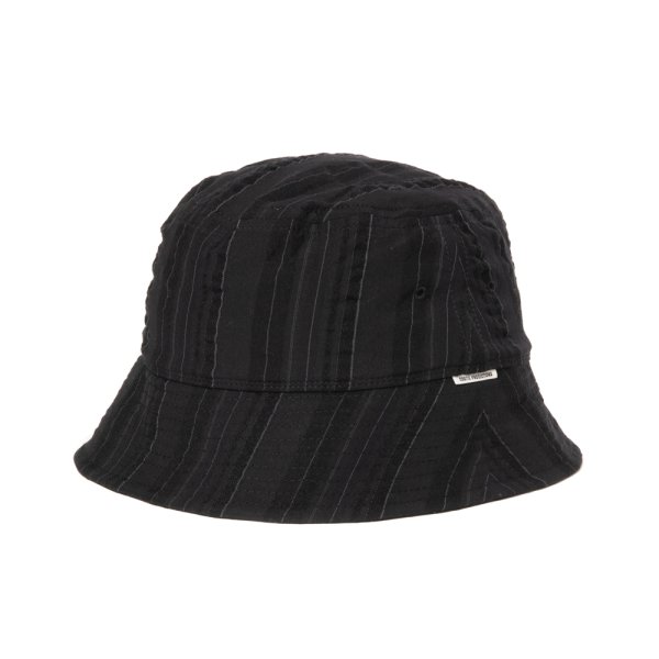 画像1: COOTIE PRODUCTIONS/Stripe Sucker Cloth Bucket Hat（Black）［ストライプサッカーバケットハット-23春夏］
