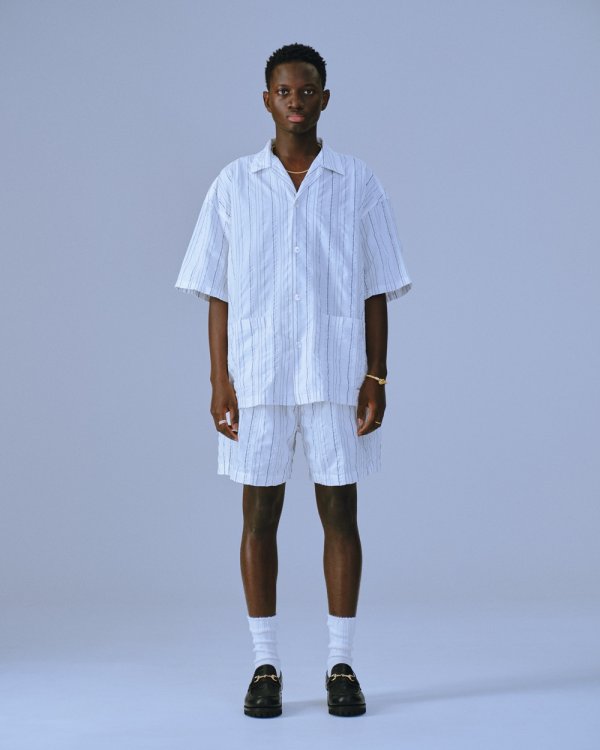 画像3: COOTIE PRODUCTIONS/Stripe Sucker Cloth 2 Tuck Easy Shorts（Black）［ストライプサッカーツータックショーツ-23春夏］