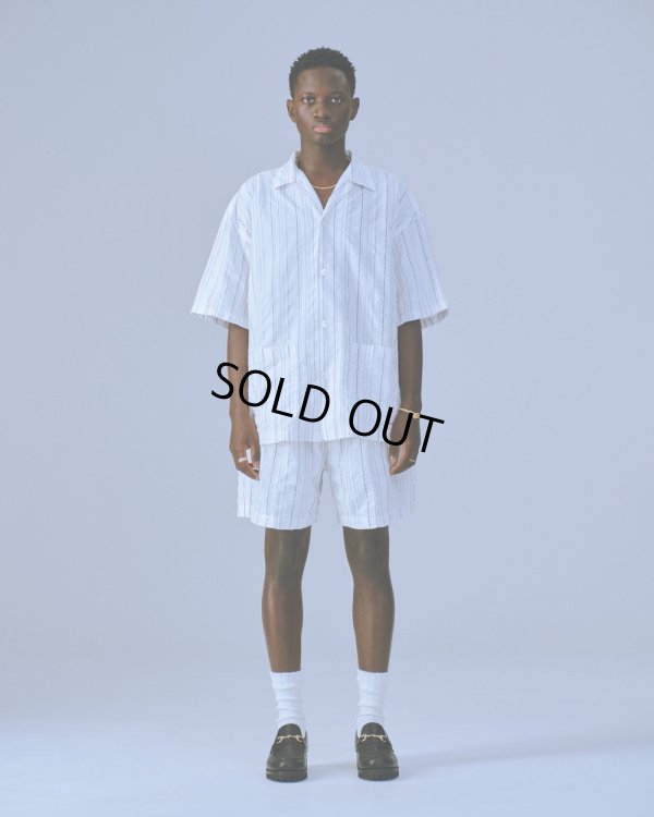画像4: COOTIE PRODUCTIONS/Stripe Sucker Cloth Open Collar S/S Shirt（Black）［ストライプサッカーオープンカラーシャツ-23春夏］