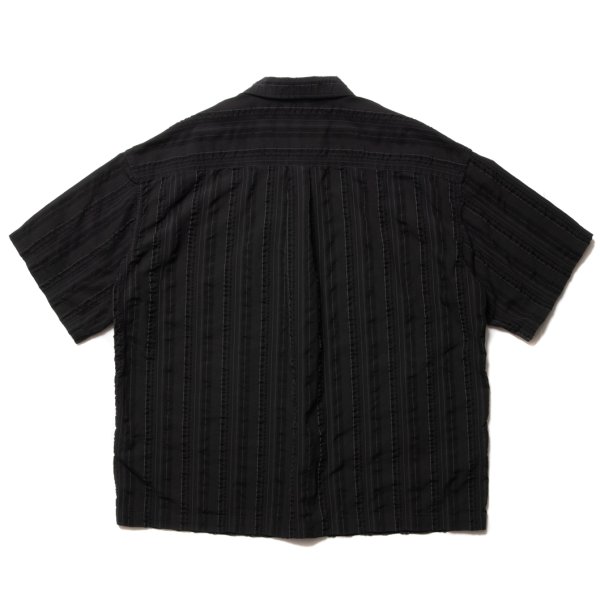 画像2: COOTIE PRODUCTIONS/Stripe Sucker Cloth Open Collar S/S Shirt（Black）［ストライプサッカーオープンカラーシャツ-23春夏］