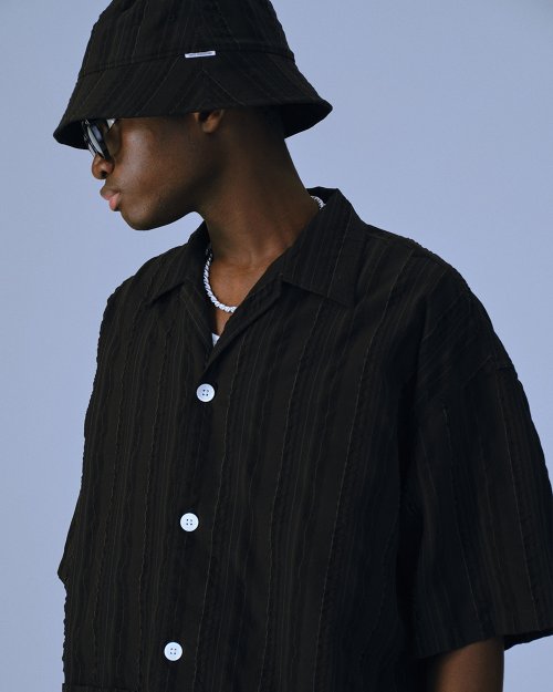 他の写真3: COOTIE PRODUCTIONS/Stripe Sucker Cloth Open Collar S/S Shirt（Black）［ストライプサッカーオープンカラーシャツ-23春夏］