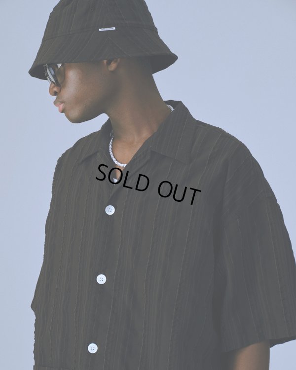 画像3: COOTIE PRODUCTIONS/Stripe Sucker Cloth Open Collar S/S Shirt（Black）［ストライプサッカーオープンカラーシャツ-23春夏］