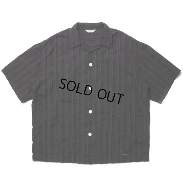 画像1: COOTIE PRODUCTIONS/Stripe Sucker Cloth Open Collar S/S Shirt（Black）［ストライプサッカーオープンカラーシャツ-23春夏］
