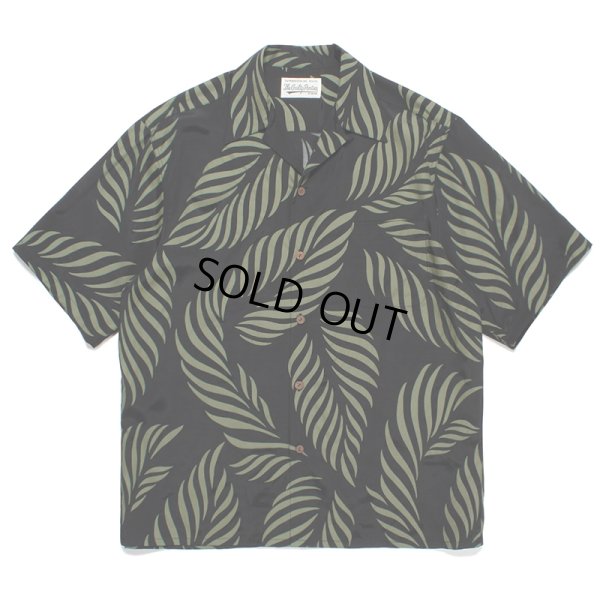 画像1: WACKO MARIA/LEAF HAWAIIAN SHIRT（BLACK/GREEN）［リーフハワイアンシャツ-23春夏］