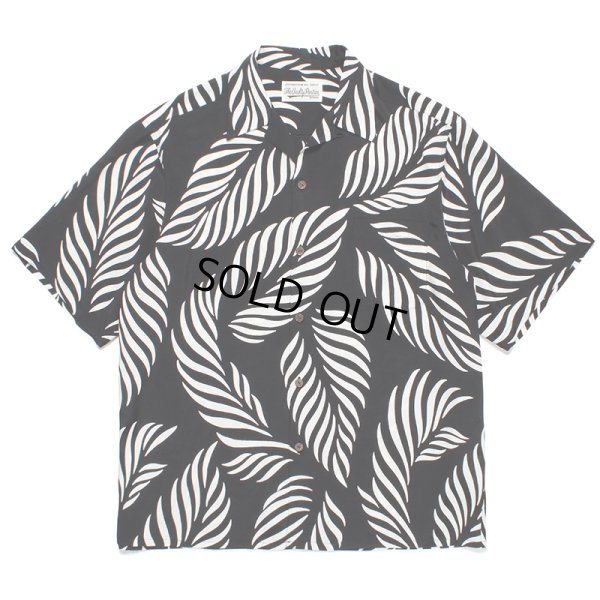 画像1: WACKO MARIA/LEAF HAWAIIAN SHIRT（BLACK/WHITE）［リーフハワイアンシャツ-23春夏］