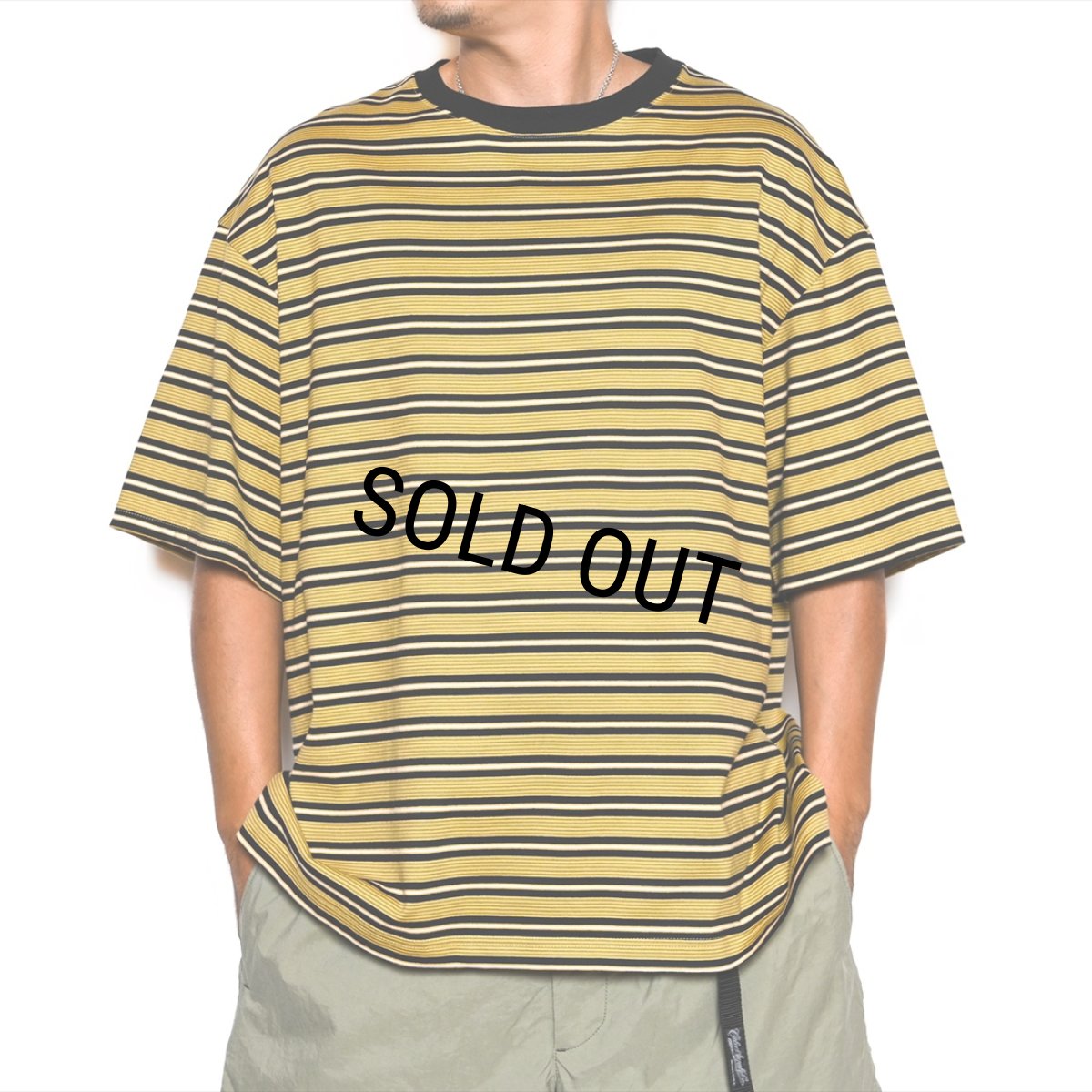 画像4: 【40%OFF】CALEE/Drop shoulder narrow pitch border S/S cutsew（Black/Purple）［ドロップショルダーボーダーT-23春夏］ (4)