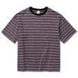画像1: 【40%OFF】CALEE/Drop shoulder narrow pitch border S/S cutsew（Black/Purple）［ドロップショルダーボーダーT-23春夏］ (1)