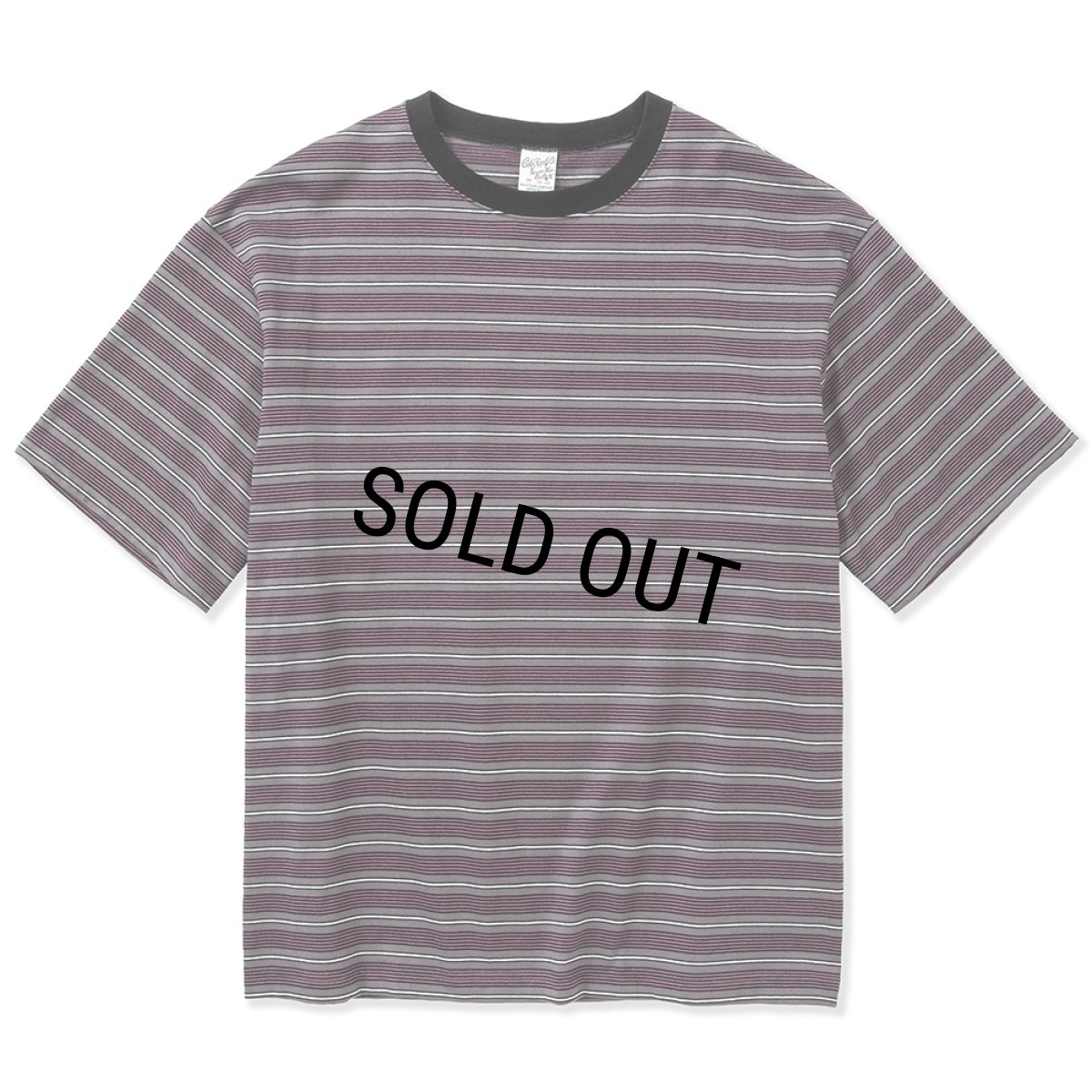 画像1: 【40%OFF】CALEE/Drop shoulder narrow pitch border S/S cutsew（Black/Purple）［ドロップショルダーボーダーT-23春夏］ (1)