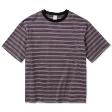 画像1: 【40%OFF】CALEE/Drop shoulder narrow pitch border S/S cutsew（Black/Purple）［ドロップショルダーボーダーT-23春夏］ (1)