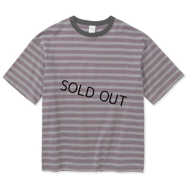 画像1: 【40%OFF】CALEE/Drop shoulder narrow pitch border S/S cutsew（Black/Purple）［ドロップショルダーボーダーT-23春夏］