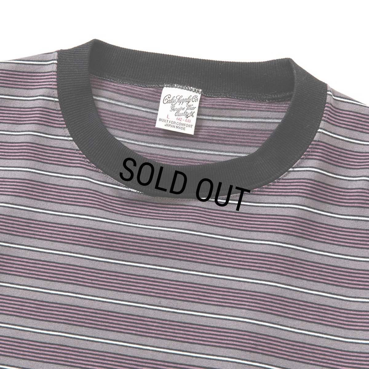 画像2: 【40%OFF】CALEE/Drop shoulder narrow pitch border S/S cutsew（Black/Purple）［ドロップショルダーボーダーT-23春夏］ (2)