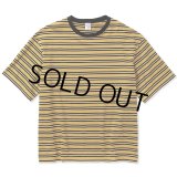 CALEE/Drop shoulder narrow pitch border S/S cutsew（Black/Mustard） 【40%OFF】［ドロップショルダーボーダーT-23春夏］