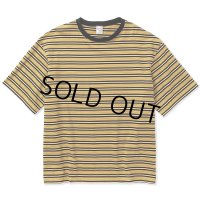 CALEE/Drop shoulder narrow pitch border S/S cutsew（Black/Mustard） 【40%OFF】［ドロップショルダーボーダーT-23春夏］