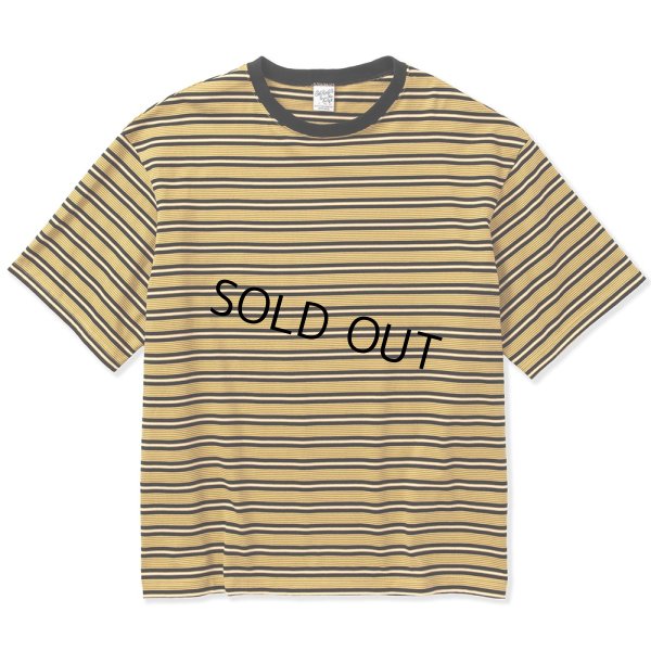 画像1: CALEE/Drop shoulder narrow pitch border S/S cutsew（Black/Mustard） 【40%OFF】［ドロップショルダーボーダーT-23春夏］