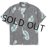 CALEE/Allover feather pattern amunzen cloth S/S shirt（Black） 【50%OFF】［フェザーオープンカラーシャツ-23春夏］