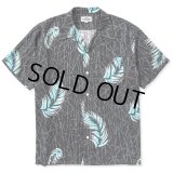 CALEE/Allover feather pattern amunzen cloth S/S shirt（Black） 【50%OFF】［フェザーオープンカラーシャツ-23春夏］