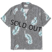 CALEE/Allover feather pattern amunzen cloth S/S shirt（Black） 【50%OFF】［フェザーオープンカラーシャツ-23春夏］