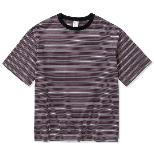 他の写真1: 【40%OFF】CALEE/Drop shoulder narrow pitch border S/S cutsew（Black/Purple）［ドロップショルダーボーダーT-23春夏］