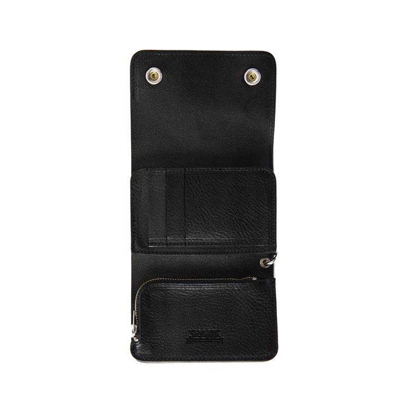 画像2: CALEE/SILVER STAR CONCHO FLAP LEATHER HALF WALLET（BLACK）［レザーハーフウォレット-25春夏］