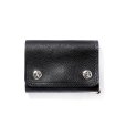 画像1: CALEE/Silver star concho flap leather half wallet（Black）［レザーハーフウォレット-23春夏］ (1)