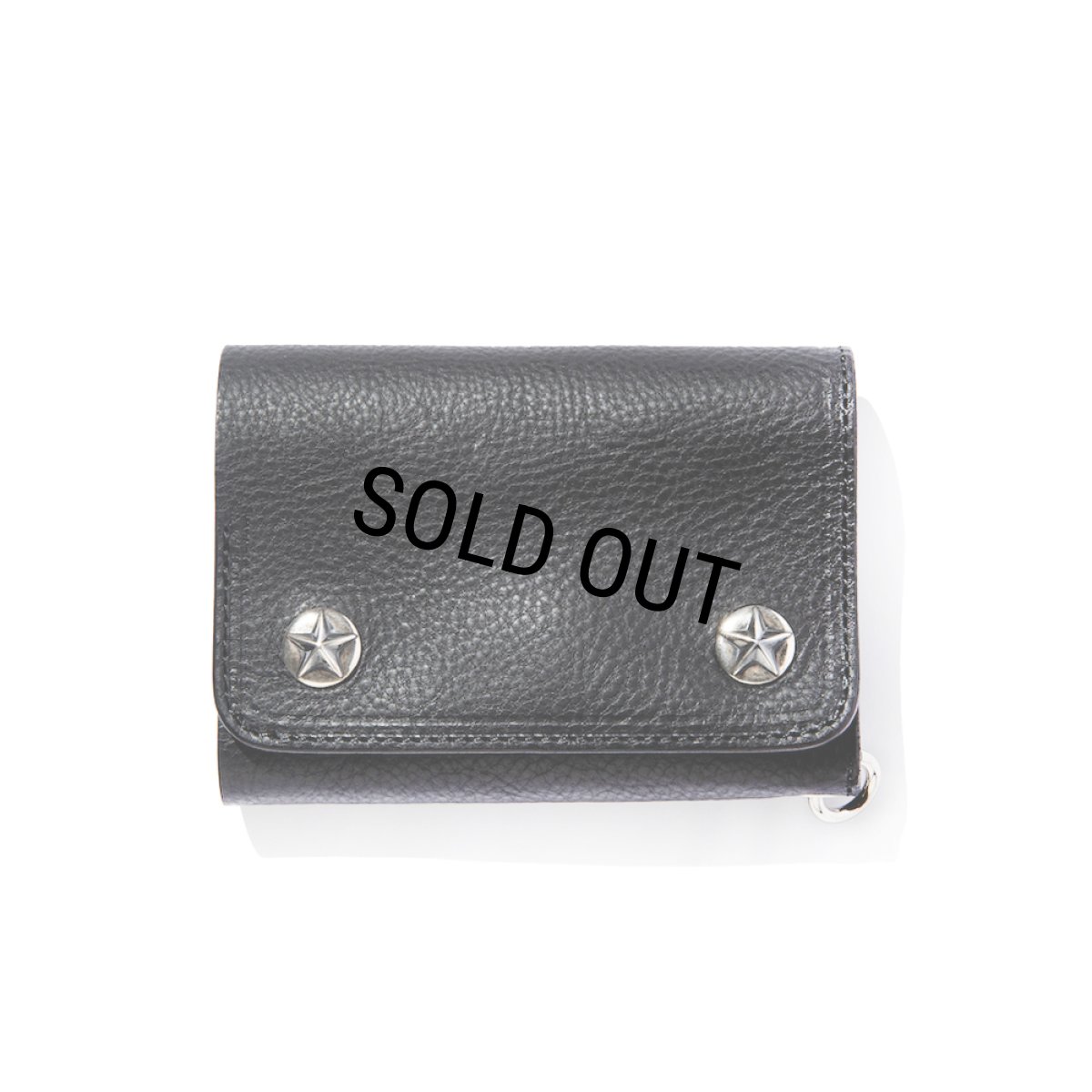 画像1: CALEE/SILVER STAR CONCHO FLAP LEATHER HALF WALLET（BLACK）［レザーハーフウォレット-25春夏］ (1)