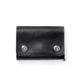 CALEE/SILVER STAR CONCHO FLAP LEATHER HALF WALLET（BLACK）［レザーハーフウォレット-25春夏］