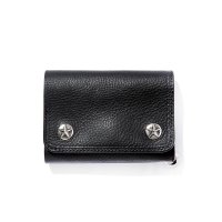 CALEE/SILVER STAR CONCHO FLAP LEATHER HALF WALLET（BLACK）［レザーハーフウォレット-25春夏］