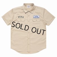 PORKCHOP/ROUNDED WAPPEN WORK SHIRT（BEIGE）［ワッペンワークシャツ-23春夏］