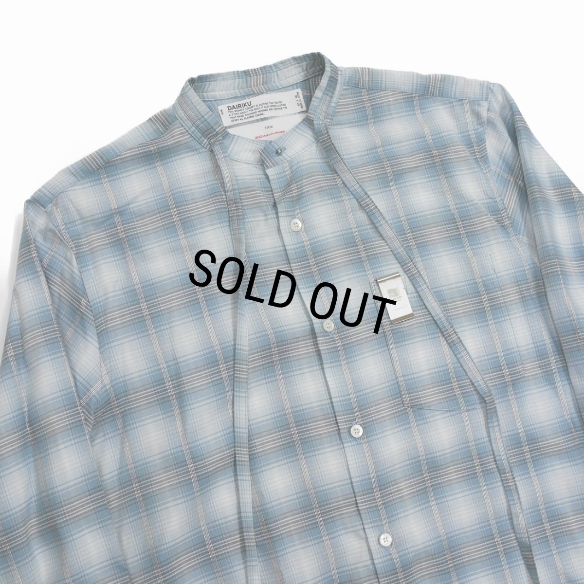 画像3: DAIRIKU/Ribbon Tie Check Shirt（Aqua） 【30%OFF】［リボンタイチェックシャツ-23秋冬］ (3)