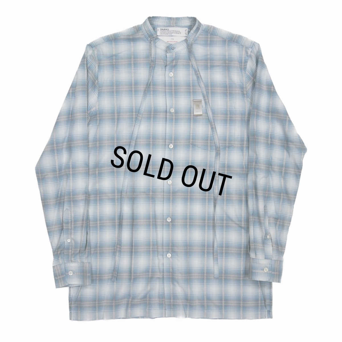 画像1: DAIRIKU/Ribbon Tie Check Shirt（Aqua） 【30%OFF】［リボンタイチェックシャツ-23秋冬］ (1)
