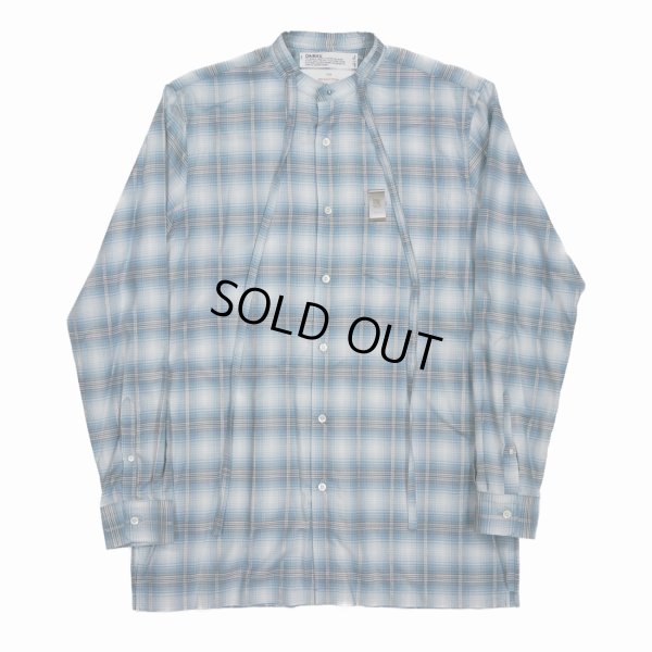 画像1: DAIRIKU/Ribbon Tie Check Shirt（Aqua） 【30%OFF】［リボンタイチェックシャツ-23秋冬］