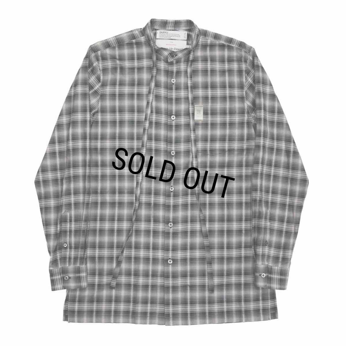 画像1: DAIRIKU/Ribbon Tie Check Shirt（Black）［リボンタイチェックシャツ-23秋冬］ (1)