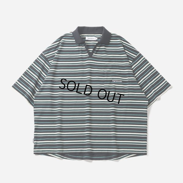 画像1: TIGHTBOOTH/BORDER OPEN POLO（Black） 【40%OFF】［ボーダーオープンポロ-23夏］