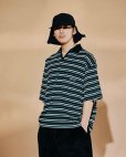 画像10: TIGHTBOOTH/BORDER OPEN POLO（Black） 【30%OFF】［ボーダーオープンポロ-23夏］