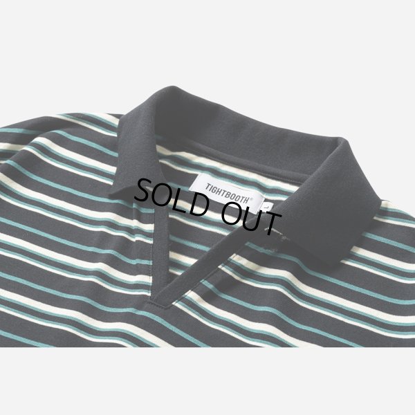 画像2: TIGHTBOOTH/BORDER OPEN POLO（Black） 【40%OFF】［ボーダーオープンポロ-23夏］