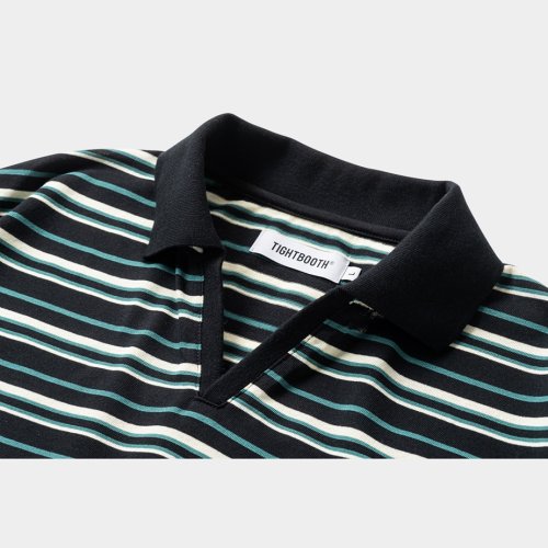 他の写真2: TIGHTBOOTH/BORDER OPEN POLO（Black） 【40%OFF】［ボーダーオープンポロ-23夏］