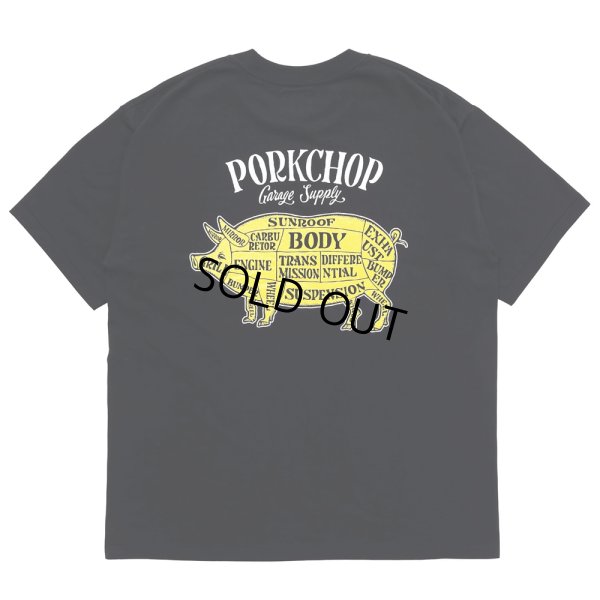 画像1: PORKCHOP/PORK BACK TEE（BLACK）［プリントT-23春夏］