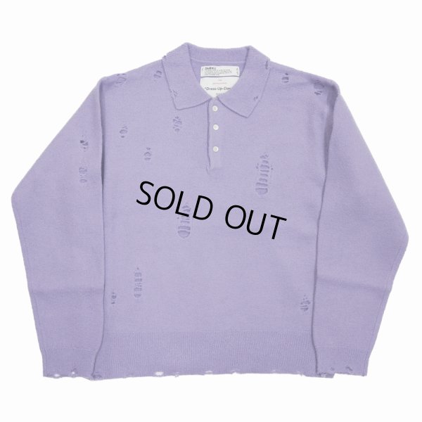 画像1: 【40%OFF】DAIRIKU/Fulling Damage Tite Polo Knit（Purple）［ダメージポロニット-23秋冬］