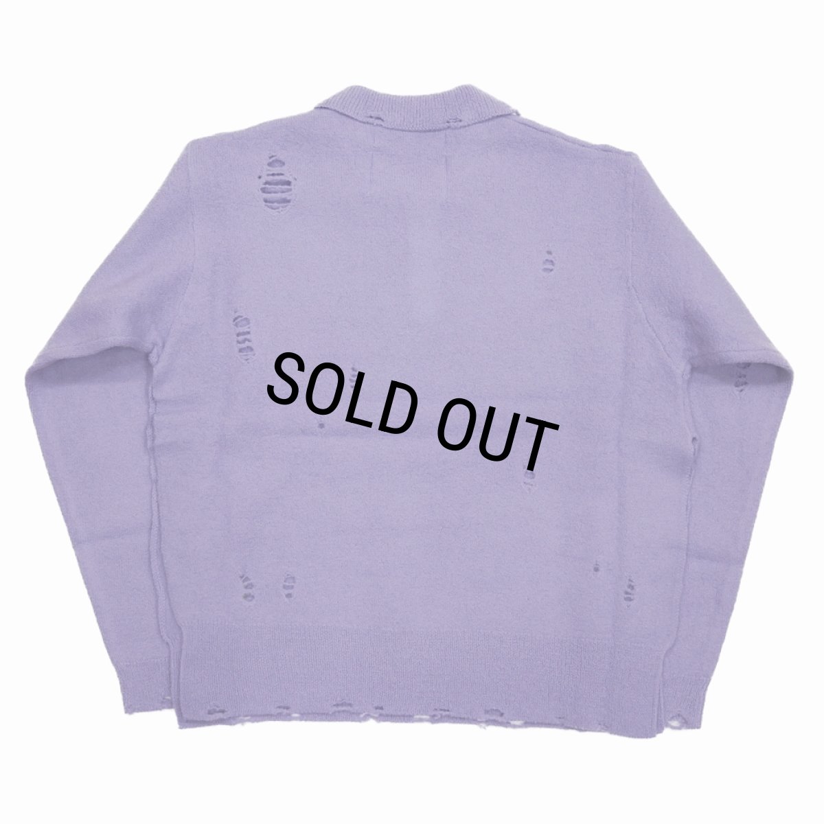 画像2: 【40%OFF】DAIRIKU/Fulling Damage Tite Polo Knit（Purple）［ダメージポロニット-23秋冬］ (2)