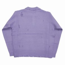 画像2: 【40%OFF】DAIRIKU/Fulling Damage Tite Polo Knit（Purple）［ダメージポロニット-23秋冬］ (2)