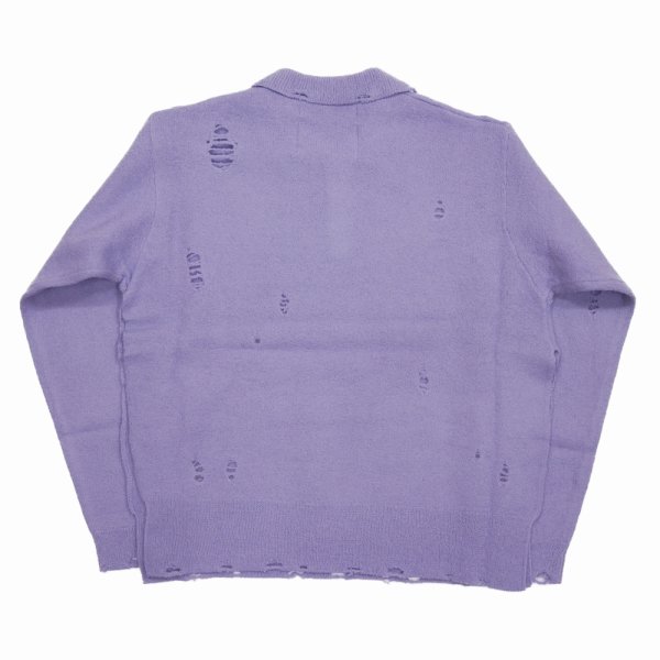 画像2: DAIRIKU/Fulling Damage Tite Polo Knit（Purple） 【30%OFF】［ダメージポロニット-23秋冬］