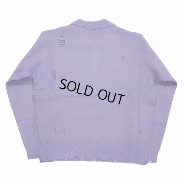 画像2: 【40%OFF】DAIRIKU/Fulling Damage Tite Polo Knit（Purple）［ダメージポロニット-23秋冬］