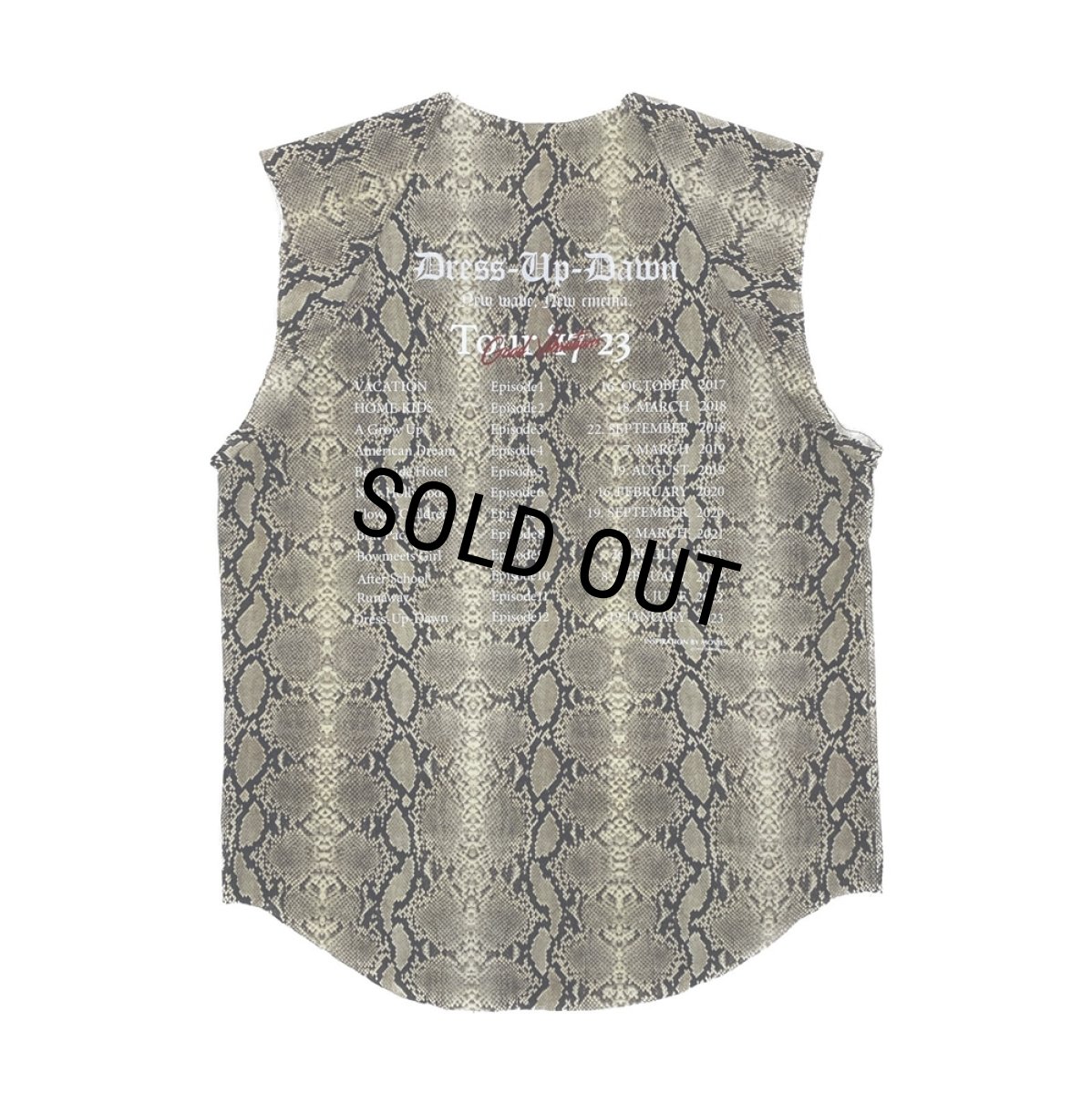 画像2: 【40%OFF】DAIRIKU/"Python" No-Sleeve Tour Tee（Python）［ノースリーブツアーT-23秋冬］ (2)