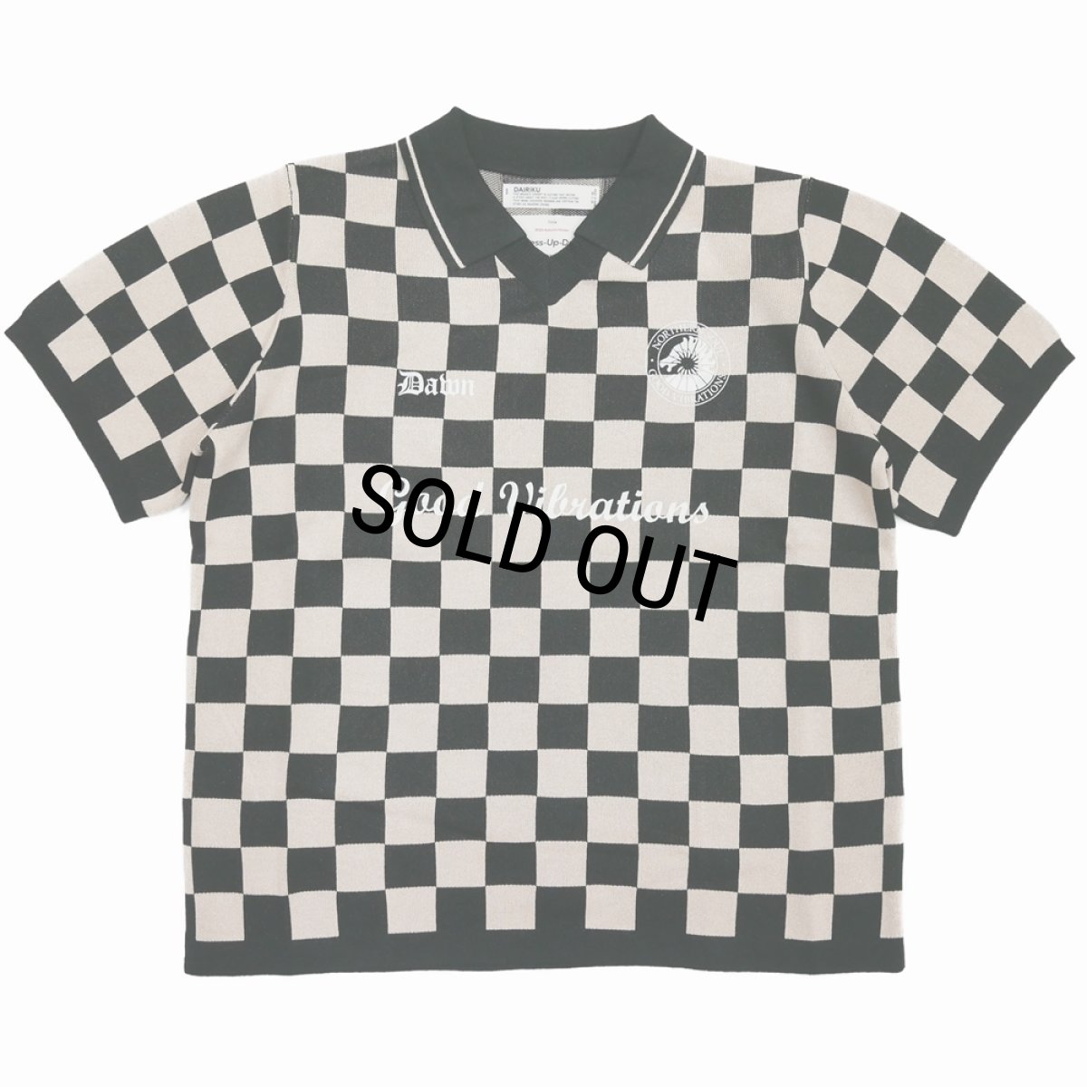 画像1: DAIRIKU/Lame Soccer Uniform Knit Pullover（Beige Check） 【30%OFF】［ラメサッカーユニフォームニット-23秋冬］ (1)