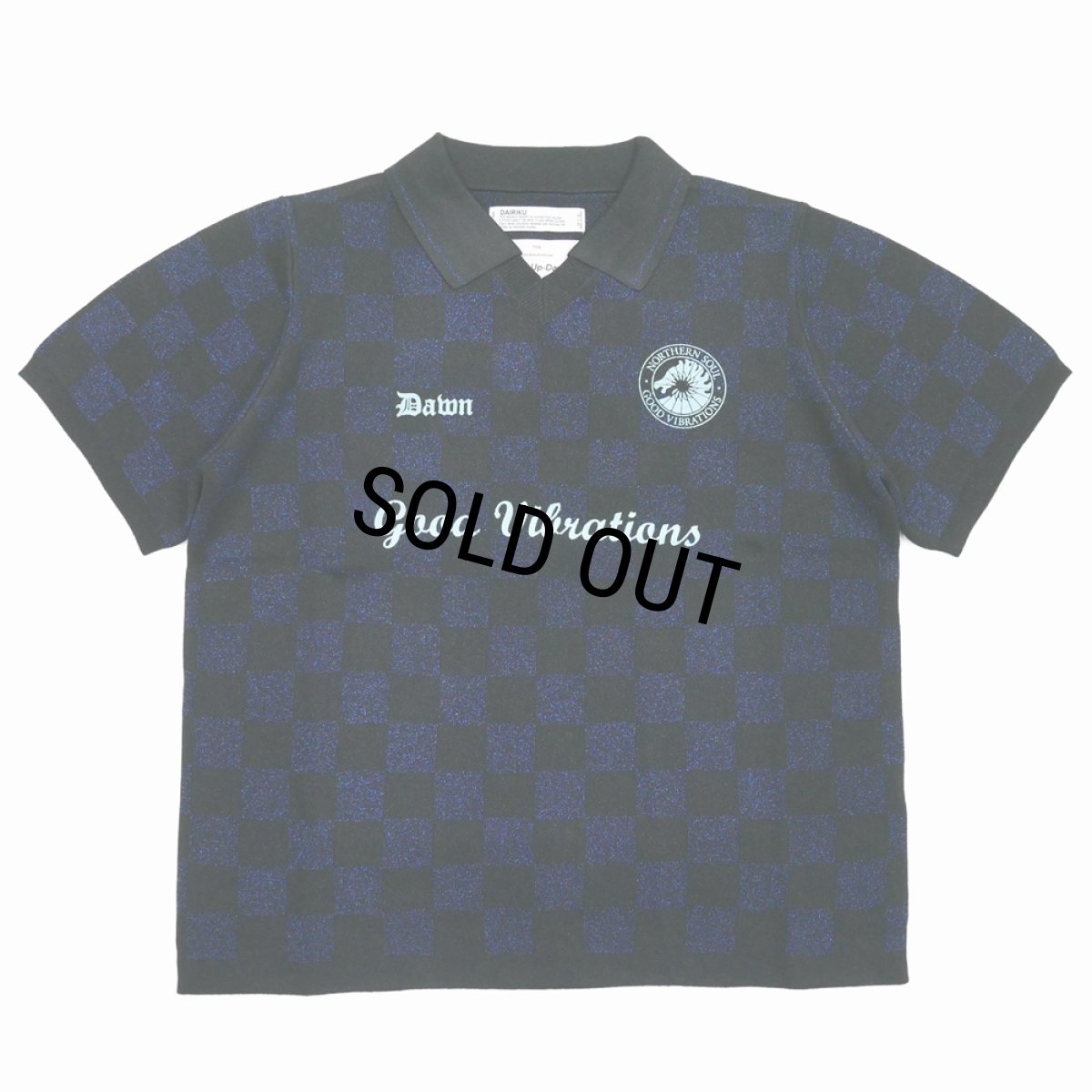 画像1: DAIRIKU/Lame Soccer Uniform Knit Pullover（Navy Check）［ラメサッカーユニフォームニット-23秋冬］ (1)