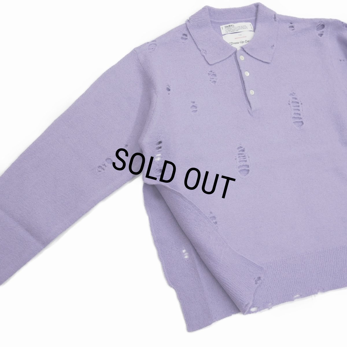 画像4: 【40%OFF】DAIRIKU/Fulling Damage Tite Polo Knit（Purple）［ダメージポロニット-23秋冬］ (4)