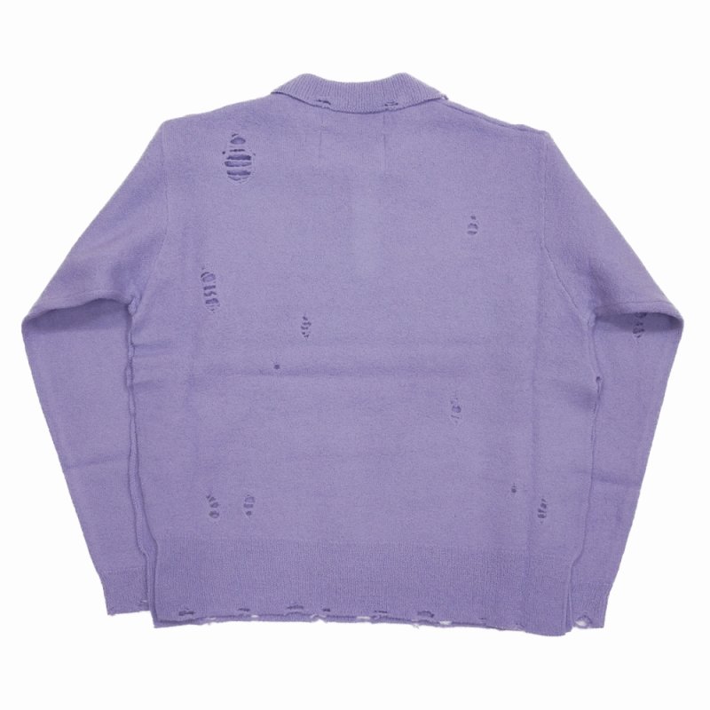 画像2: 【40%OFF】DAIRIKU/Fulling Damage Tite Polo Knit（Purple）［ダメージポロニット-23秋冬］