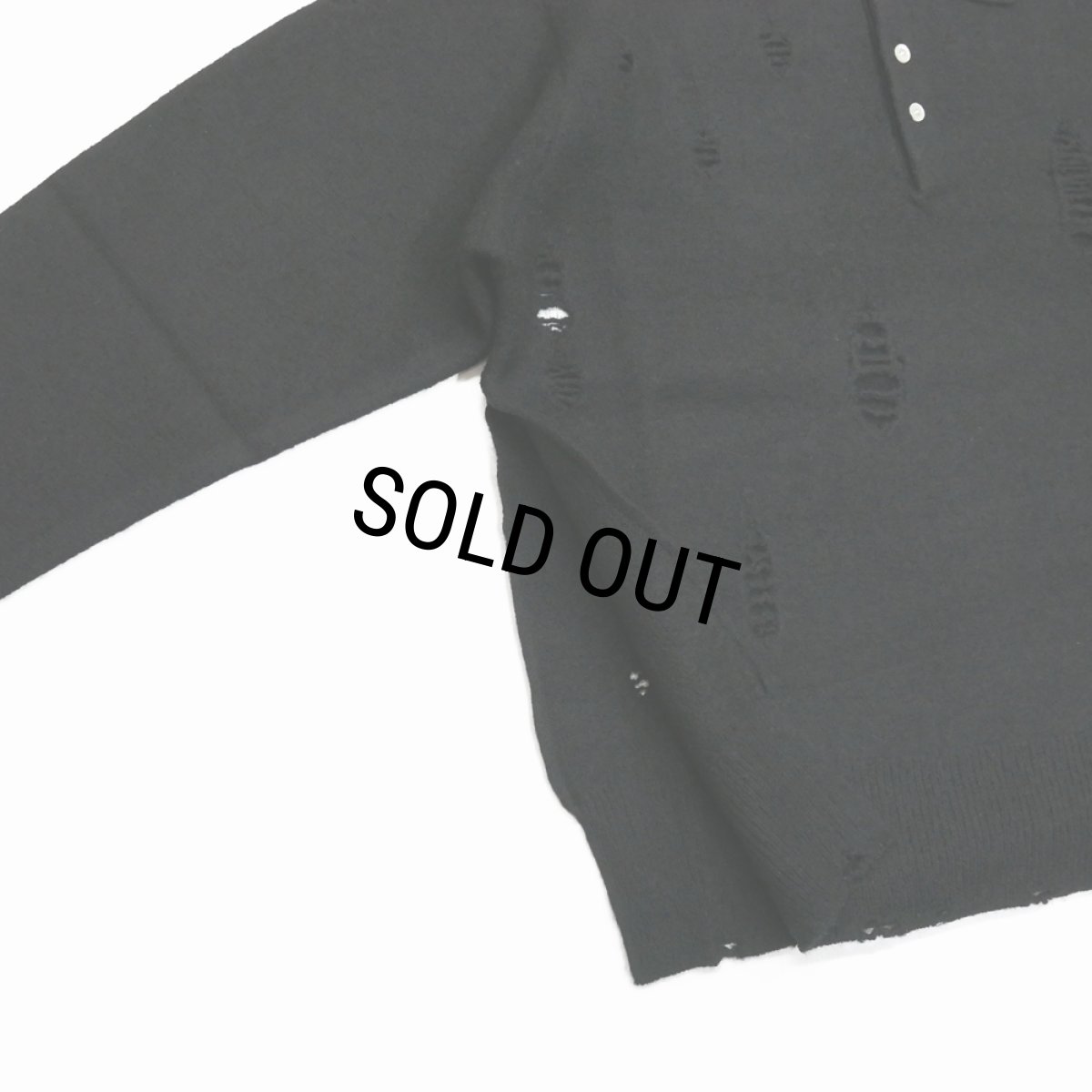 画像4: DAIRIKU/Fulling Damage Tite Polo Knit（Black） 【40%OFF】［ダメージポロニット-23秋冬］ (4)