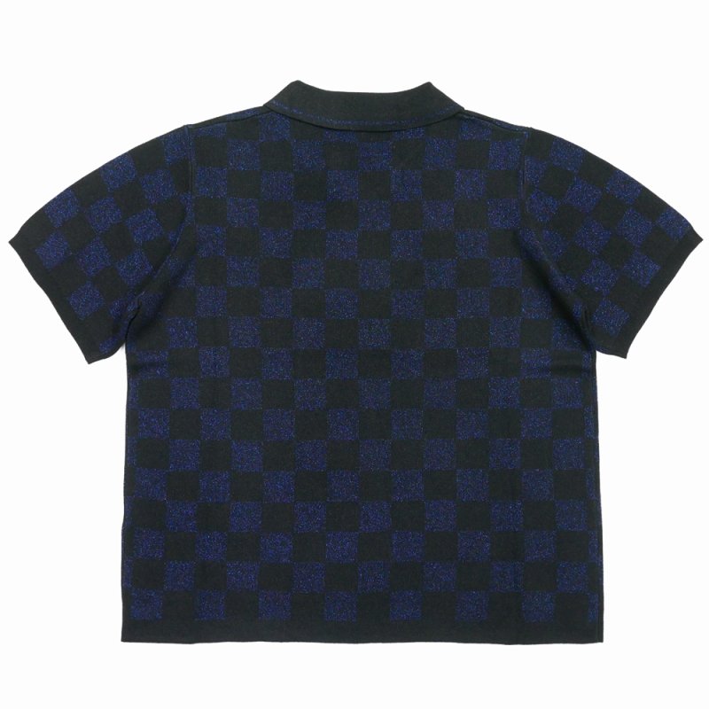 画像2: DAIRIKU/Lame Soccer Uniform Knit Pullover（Navy Check）［ラメサッカーユニフォームニット-23秋冬］