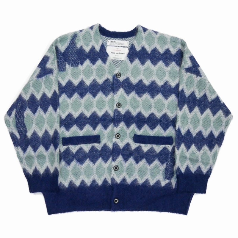 画像1: DAIRIKU/Mohair Border Cardigan（Blue & Navy） 【30%OFF】［モヘアボーダーカーディガン-23秋冬］